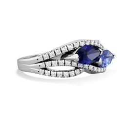 Lab Sapphire Diamond Rivers 14K White Gold ring R3070