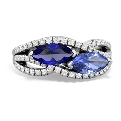 Lab Sapphire Diamond Rivers 14K White Gold ring R3070