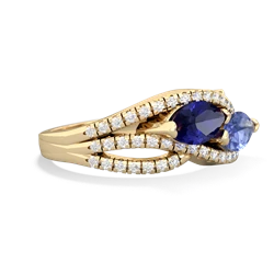 Lab Sapphire Diamond Rivers 14K Yellow Gold ring R3070