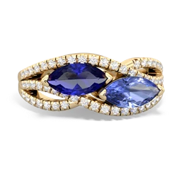 Lab Sapphire Diamond Rivers 14K Yellow Gold ring R3070