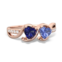 Lab Sapphire Side By Side 14K Rose Gold ring R3090