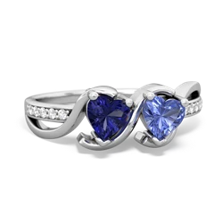 Lab Sapphire Side By Side 14K White Gold ring R3090