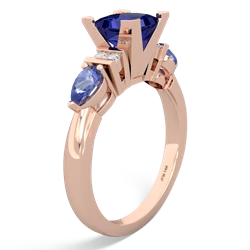 Lab Sapphire 6Mm Princess Eternal Embrace Engagement 14K Rose Gold ring C2002