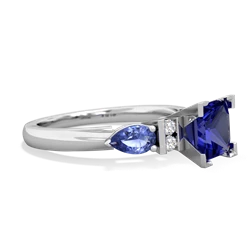 Lab Sapphire 6Mm Princess Eternal Embrace Engagement 14K White Gold ring C2002