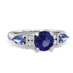 Lab Sapphire 6Mm Round Eternal Embrace Engagement 14K White Gold ring R2005