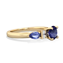 Lab Sapphire 6Mm Round Eternal Embrace Engagement 14K Yellow Gold ring R2005