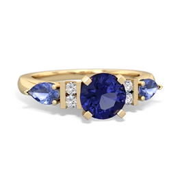 Lab Sapphire 6Mm Round Eternal Embrace Engagement 14K Yellow Gold ring R2005