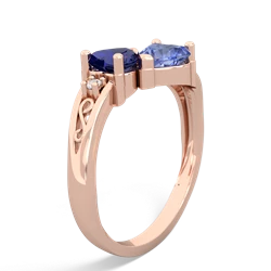 Lab Sapphire Snuggling Hearts 14K Rose Gold ring R2178