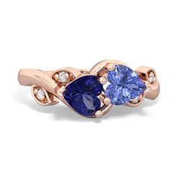 Lab Sapphire Floral Elegance 14K Rose Gold ring R5790