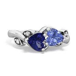 Lab Sapphire Floral Elegance 14K White Gold ring R5790