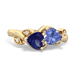 Lab Sapphire Floral Elegance 14K Yellow Gold ring R5790