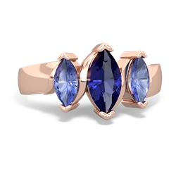 Lab Sapphire Three Peeks 14K Rose Gold ring R2433