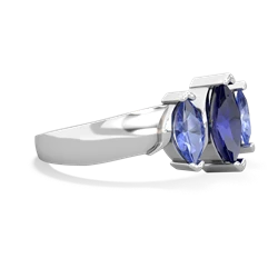 Lab Sapphire Three Peeks 14K White Gold ring R2433