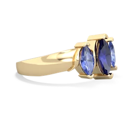 Lab Sapphire Three Peeks 14K Yellow Gold ring R2433