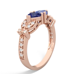 Lab Sapphire Diamond Butterflies 14K Rose Gold ring R5601