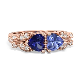 Lab Sapphire Diamond Butterflies 14K Rose Gold ring R5601