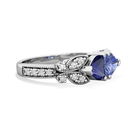 Lab Sapphire Diamond Butterflies 14K White Gold ring R5601