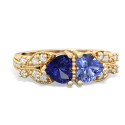 Lab Sapphire Diamond Butterflies 14K Yellow Gold ring R5601