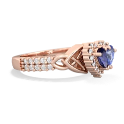 Lab Sapphire Celtic Knot Two Hearts As One 14K Rose Gold ring R2644HRT