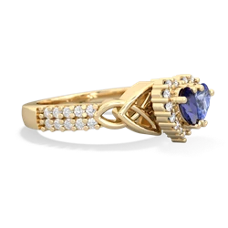 Lab Sapphire Celtic Knot Two Hearts As One 14K Yellow Gold ring R2644HRT