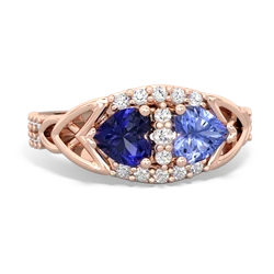 Lab Sapphire Sparkling Celtic Knot 14K Rose Gold ring R2645