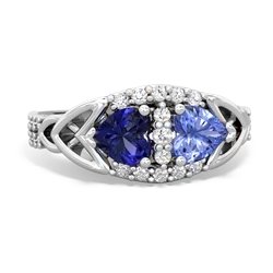 Lab Sapphire Sparkling Celtic Knot 14K White Gold ring R2645