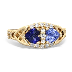 Lab Sapphire Sparkling Celtic Knot 14K Yellow Gold ring R2645