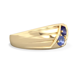 Lab Sapphire Men's Streamline 14K Yellow Gold ring R0460