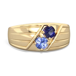 Lab Sapphire Men's Streamline 14K Yellow Gold ring R0460