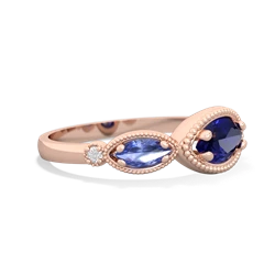 Lab Sapphire Milgrain Marquise 14K Rose Gold ring R5700