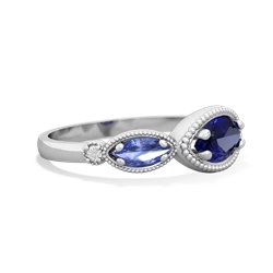 Lab Sapphire Milgrain Marquise 14K White Gold ring R5700