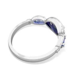 Lab Sapphire Milgrain Marquise 14K White Gold ring R5700