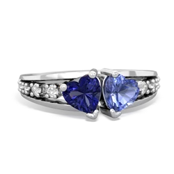 Lab Sapphire Heart To Heart 14K White Gold ring R3342