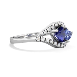 Lab Sapphire Mother And Child 14K White Gold ring R3010