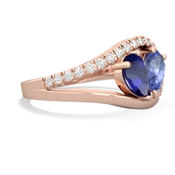 Lab Sapphire Nestled Heart Keepsake 14K Rose Gold ring R5650