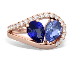 Lab Sapphire Nestled Heart Keepsake 14K Rose Gold ring R5650