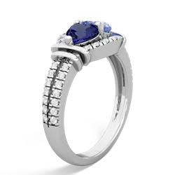 Lab Sapphire Art-Deco Keepsake 14K White Gold ring R5630