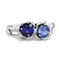 Lab Sapphire Rose Garden 14K White Gold ring R5510