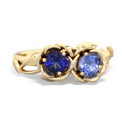 Lab Sapphire Rose Garden 14K Yellow Gold ring R5510