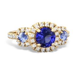 Lab Sapphire Regal Halo 14K Yellow Gold ring R5350