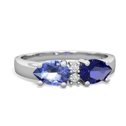 Lab Sapphire Pear Bowtie 14K White Gold ring R0865