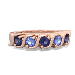 Lab Sapphire Anniversary Band 14K Rose Gold ring R2089