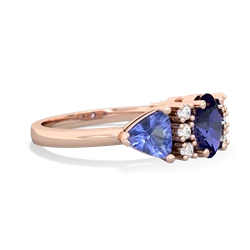 Lab Sapphire Antique Style Three Stone 14K Rose Gold ring R2186