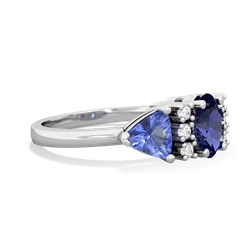 Lab Sapphire Antique Style Three Stone 14K White Gold ring R2186