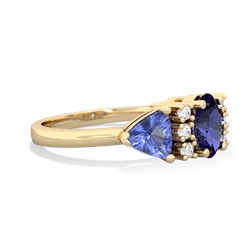 Lab Sapphire Antique Style Three Stone 14K Yellow Gold ring R2186