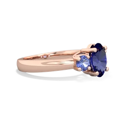 Lab Sapphire Three Stone Oval Trellis 14K Rose Gold ring R4024