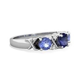 Lab Sapphire Hugs And Kisses 14K White Gold ring R5016