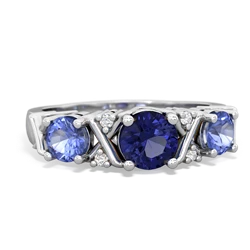 Lab Sapphire Hugs And Kisses 14K White Gold ring R5016