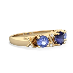 Lab Sapphire Hugs And Kisses 14K Yellow Gold ring R5016