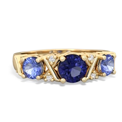 Lab Sapphire Hugs And Kisses 14K Yellow Gold ring R5016